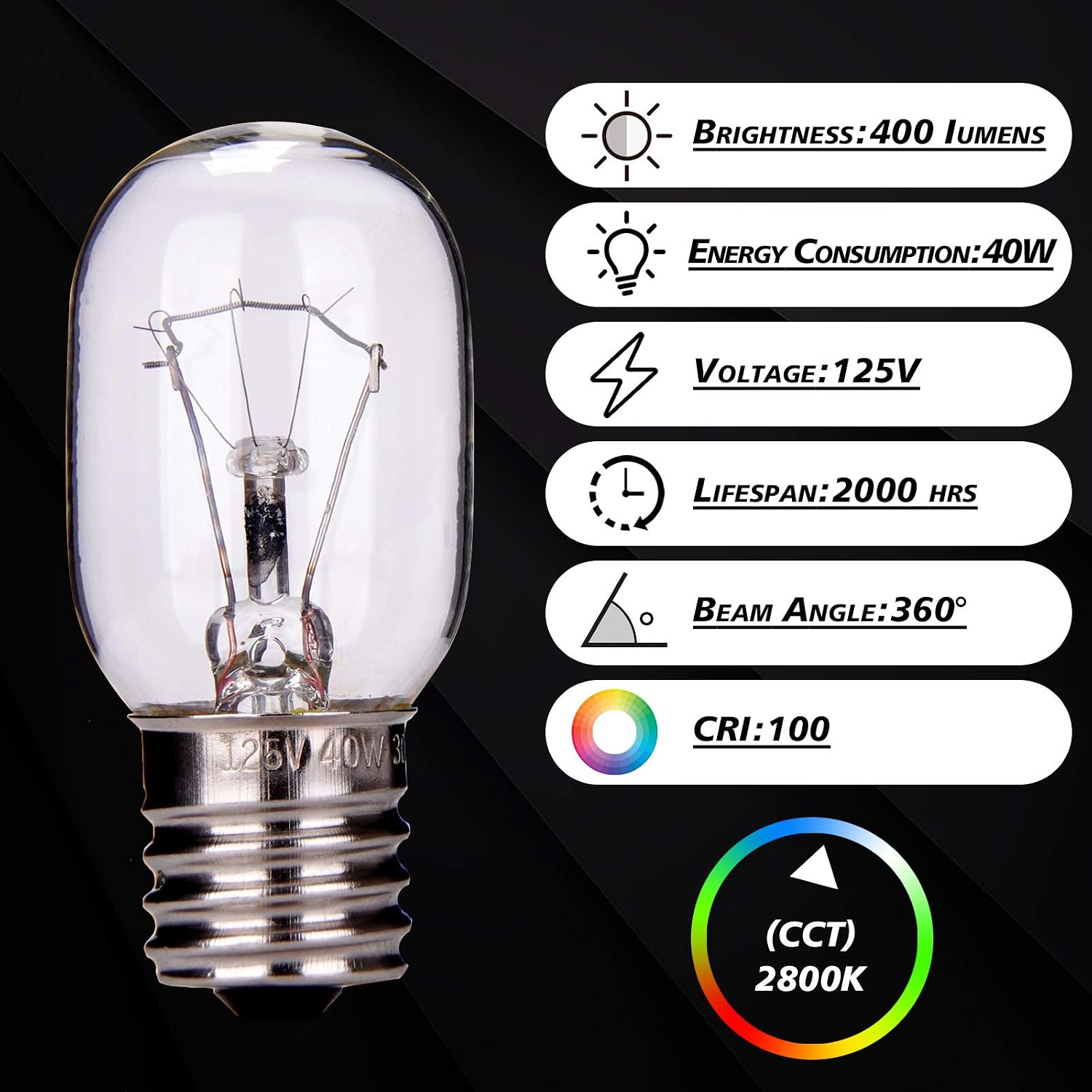 OHLGT 8206232A Microwave Light Bulb 40W E17 125V Replacement Part, Exact Fit for Whirlpool Maytag GE Amana and Lava Lamps, Over The Range Hood Microwave, Kitchen Aid Bright White Light 3 Packs