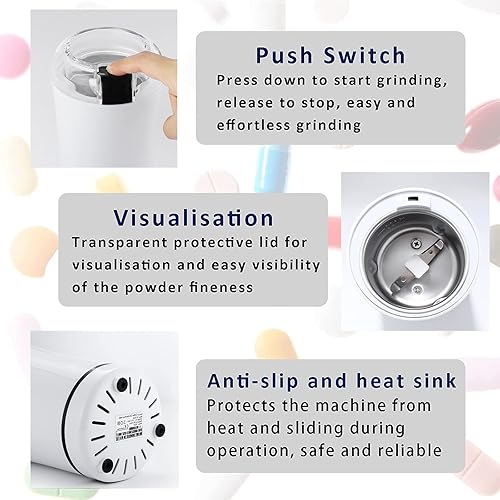 Miniatura 2 de Trituradora eléctrica multifuncional de píldoras, moler la medicina y las tabletas de vitaminas o granos de café de diferentes tamaños en polvo fino