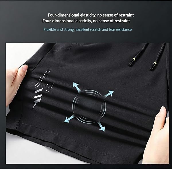 Pantaloncini sportivi unisex in seta di ghiaccio, ad asciugatura rapida, elasticizzati, per donne e uomini, per allenamento estivo, palestra, con tasche con cerniera - 5