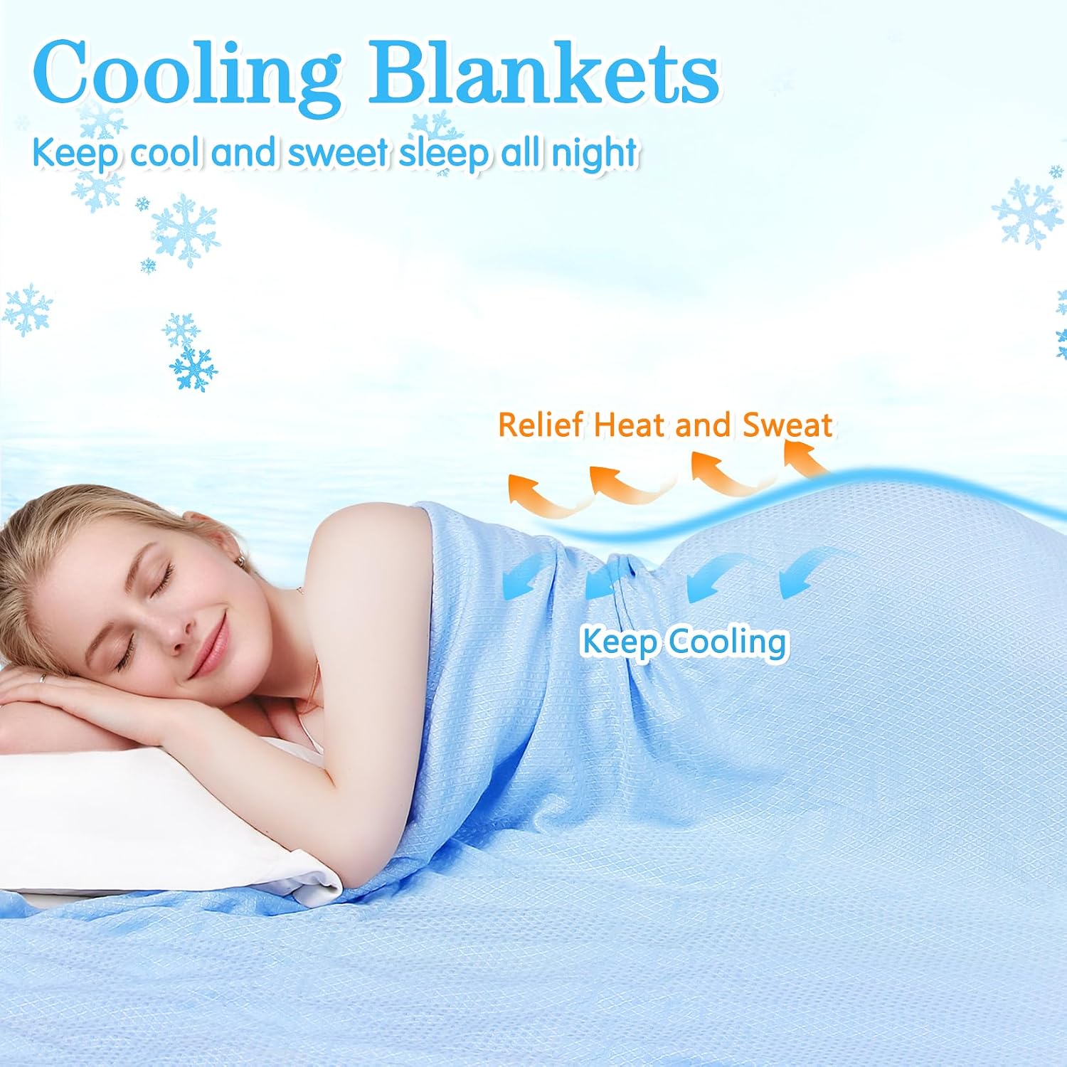 Hughapy Cooling Blankets for Hot Sleepers and Night Sweats, Cool Summer Blanket, Rayon Made from Bamboo, Silky Soft Lightweight Breathable Throw for Bed, Couch, Travel (79x91inches, Blue)