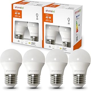 Ampoule LED E27, 3.4W Équivalent à 40W G45/P45 Ampoules, Blanc Chaud 3000K 470lm Mini Globe G45 E27 Culot à Vis Gros, AC 220-240V Lampe LED à Économie d'Énergie, Lampes de nuit, Lot de 4