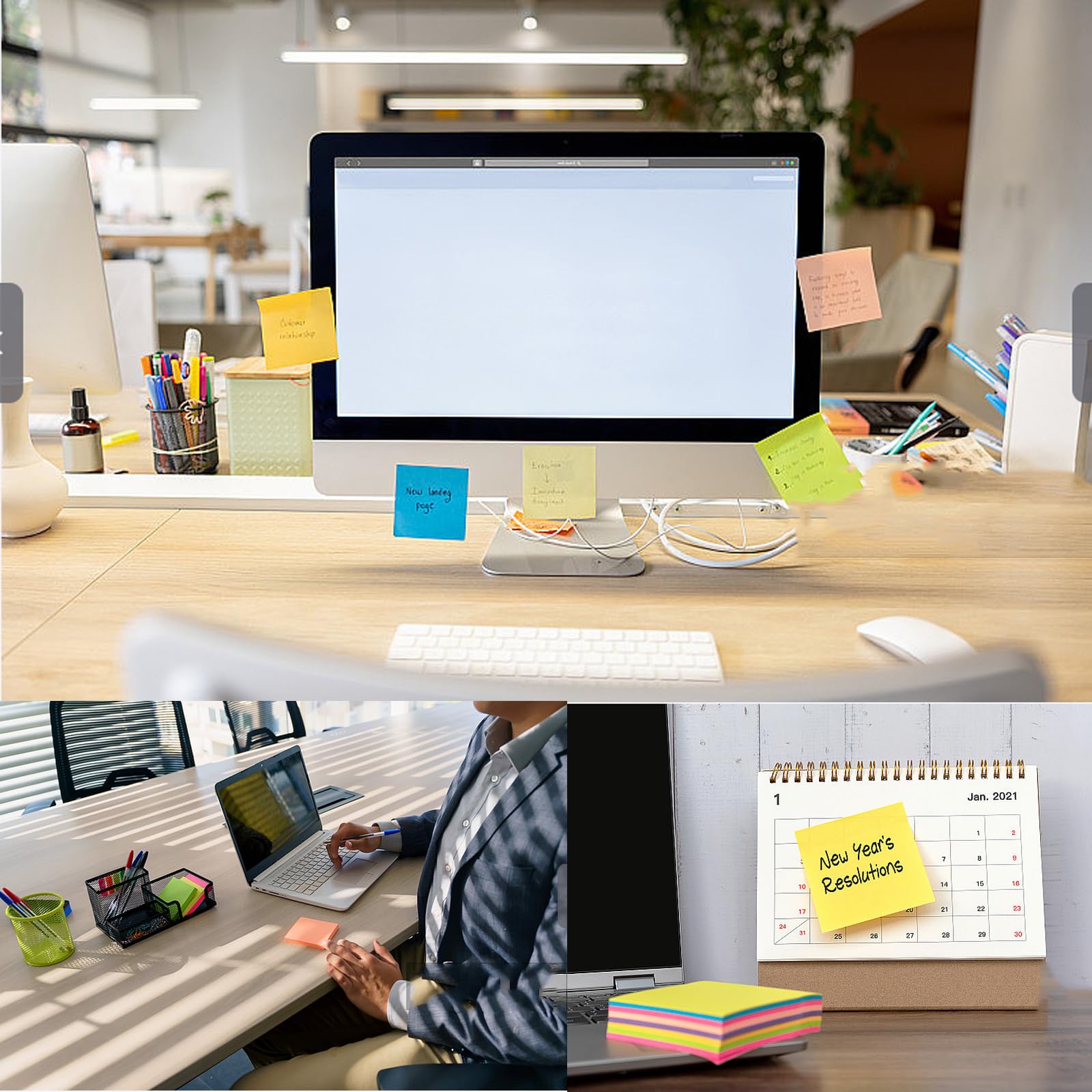 100 Blöcke Haftnotizen 76mmx76mm Bunte Sticky Notes 75 Blätter/Pad 20 Farben, Klebstoff Selbstklebende Mehrfarbige Memo-Notizpolster für Lehrer Schüler Schule Büro Sitzung leere Schreibtisch Pads