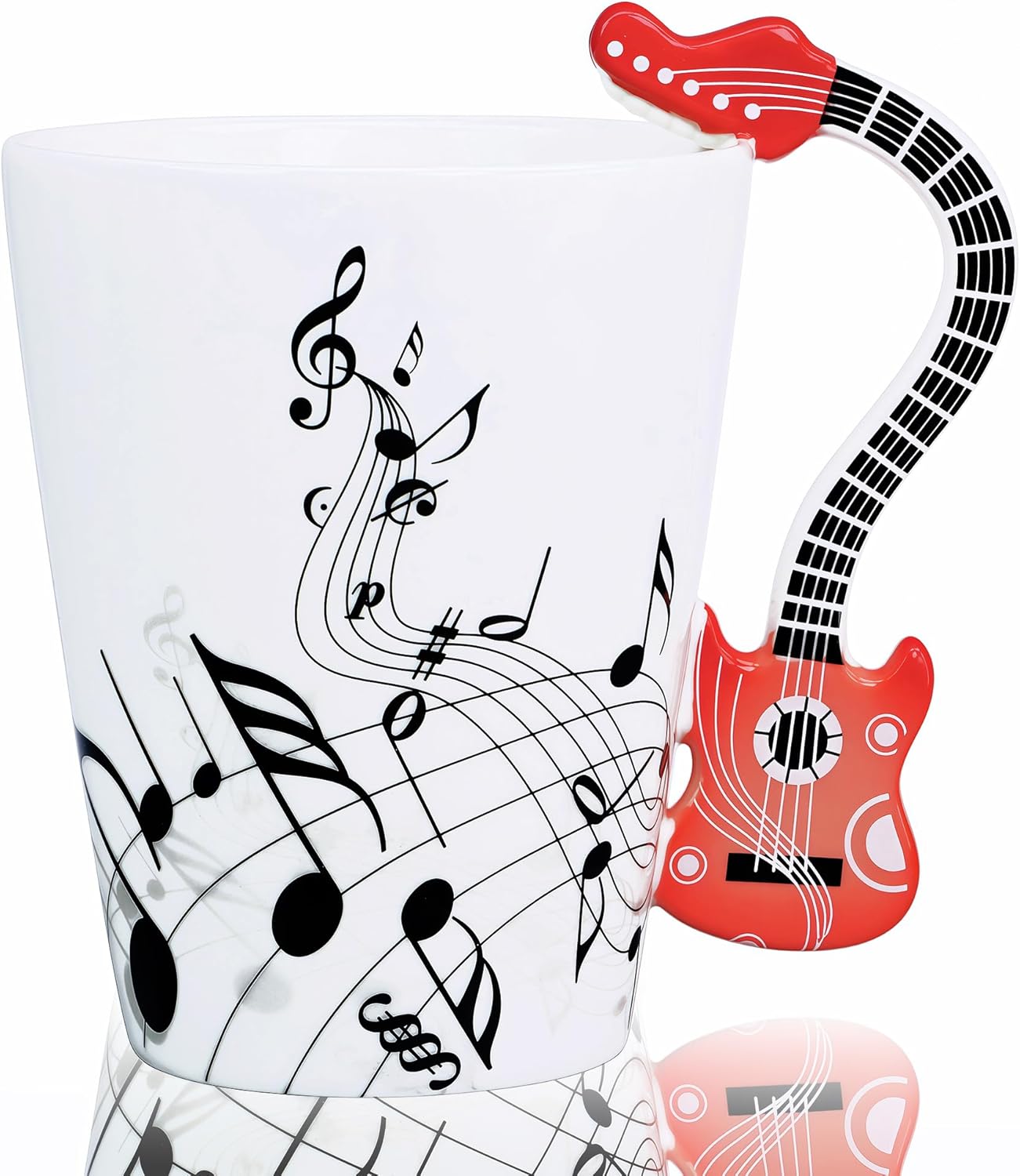 Guitar Mug Guitar Coffee Mug Gift for Guitar Players Musician - 13.5 oz Guitar Cup Gifts for Music Lovers - Music Coffee Mugs Birthday Christmas Gifts for Men Women (New-Red)