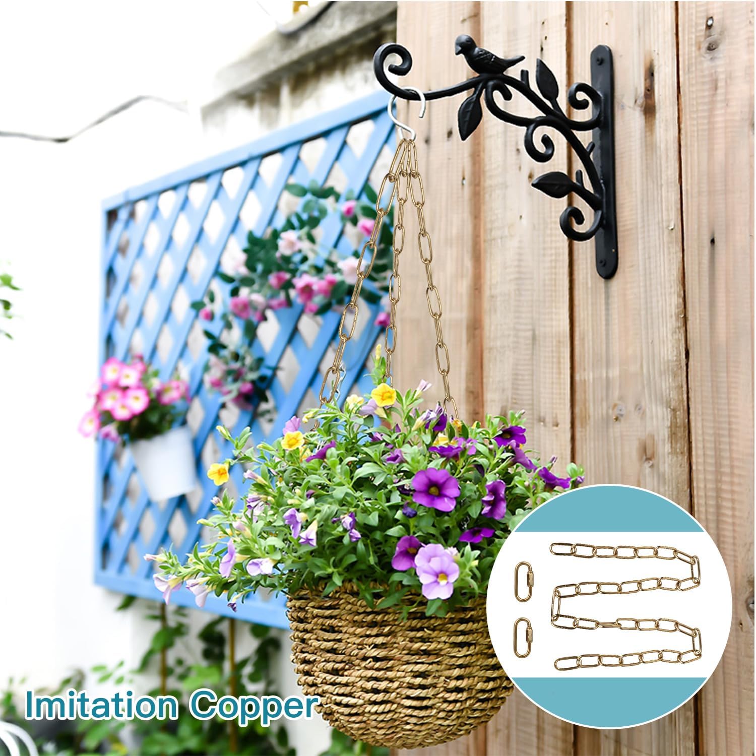 Helunsi Lighting Chain, 6 Feet Imitation Copper Light Fixture Chain, Metal Chandelier Chain Extension with Connection Link Lock, Heavy Duty Hanging Chain Lamp Fixture Pendant Ceiling Decorative Kit 6' - Image 9