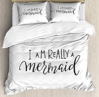 Vista 22 de Ambesonne Juego de funda de edredón color menta, líneas onduladas horizontales a rayas blancas abstractas de tonos suaves, exhibición de arte