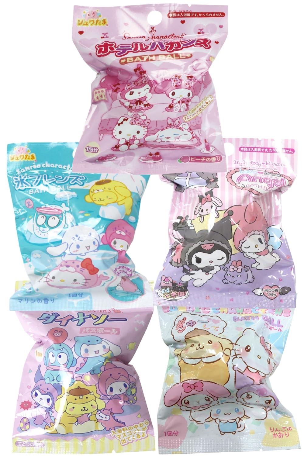 Sanrio Bath Balls Random 5 Piece Set Limited Bath Salts Kids Surprise Japan
