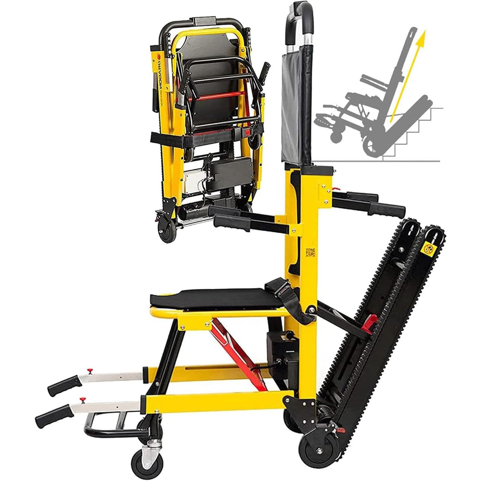 Silla de escalada de escaleras, carretilla de mano, silla de ruedas manual eléctrica, evacuación ligera para ancianos discapacitados, capacidad de carga de 363 libras