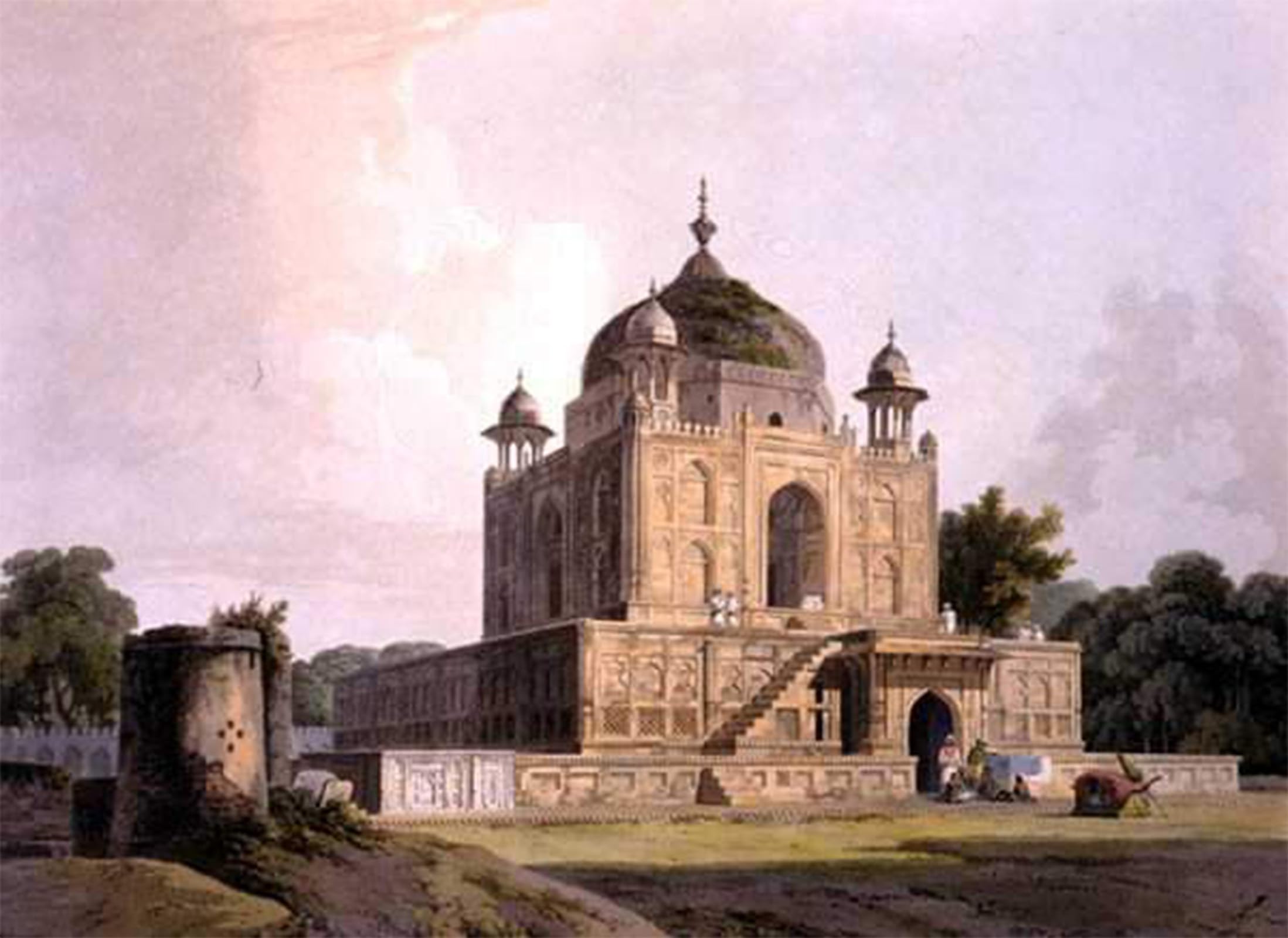 ARTXLXXBN Famous Print Painting Colorful Art Print Mausoleum of Sultan Purveiz Near Allahabad by Famous Artist Canvas Art Decorations for Home Decor 60x90cm