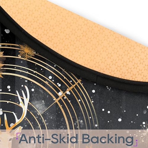 Miniatura 4 de Christmas Tree Animal Reindeer Snowflakes (3) Round Area Rug 3ft Machine Washable Circular Rugs for Dining Room Table Bedroom Playroom Throw Rugs