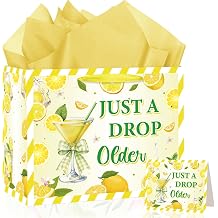 Just a Drop Older Gift Bag for Lemon Party Decorations Lemon Birthday Party Favors Gift Bag with Card and Wrapping Paper Lemon Bachelorette Gift Wrapping Bags for Lemon Drop Party Bridal Shower