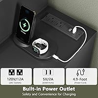 Vista 4 de Quimoo - Escritorio de tocador grande de 48" con espejo y luces, tocador de maquillaje con 6 cajones, toma de corriente, juego de mesa de tocador