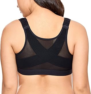 DelimiraWomen's Front Fastening Bras Non Wired Posture Correcting Back Support Post Surgery Bra Plus Size Comfort