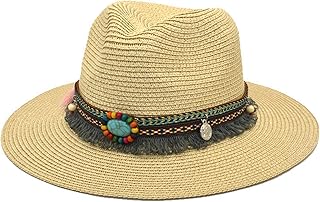 BIBOKAOKE Travel Hat Adults Unisex Retro Western Cowboy Riding Hat Leather Cloche Hats for Women 1920s Fedora Bucket