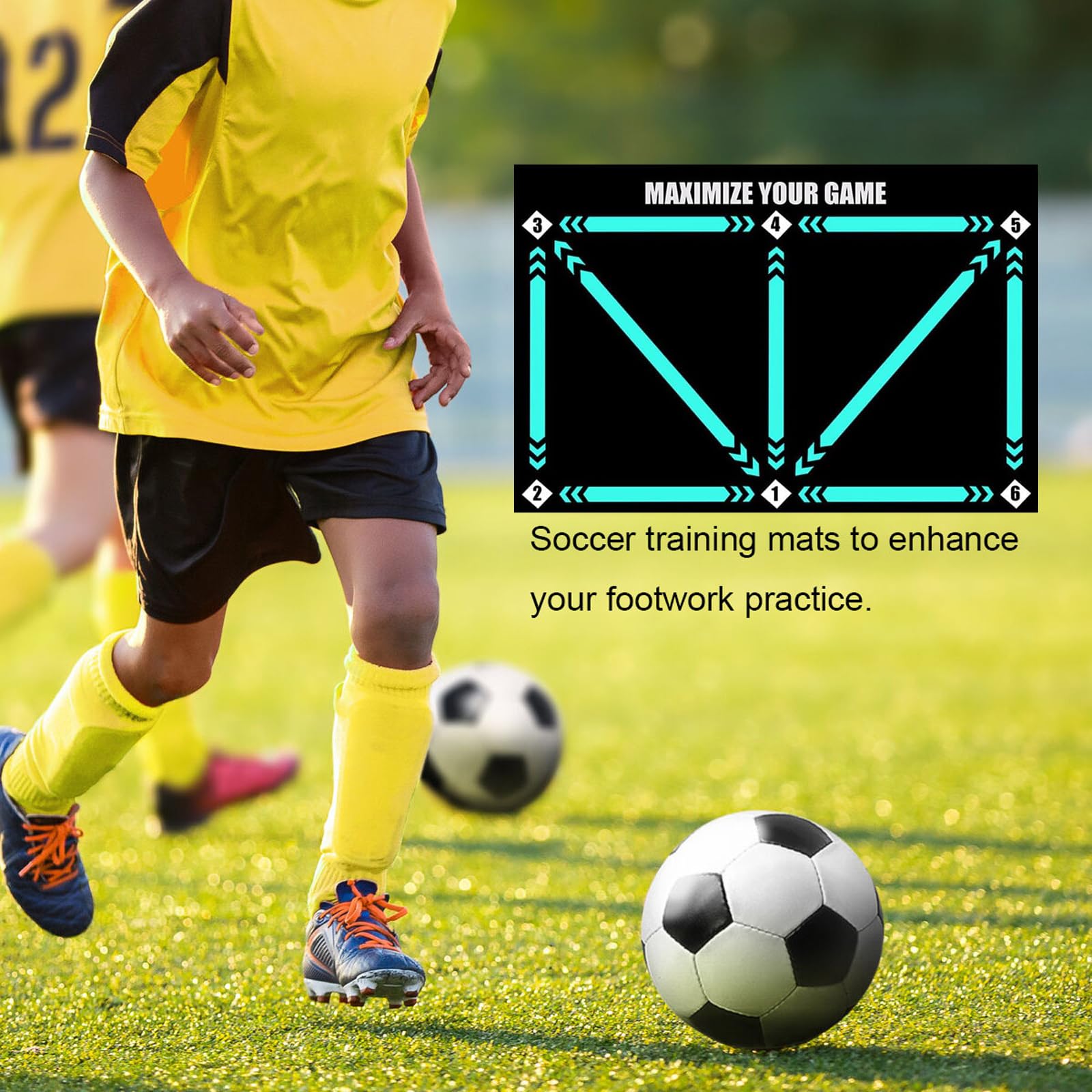 Tappetino Allenamento Calcio 60x90cm - Per Dribbling, Controllo Palla E Passi Per Bambini E Principianti