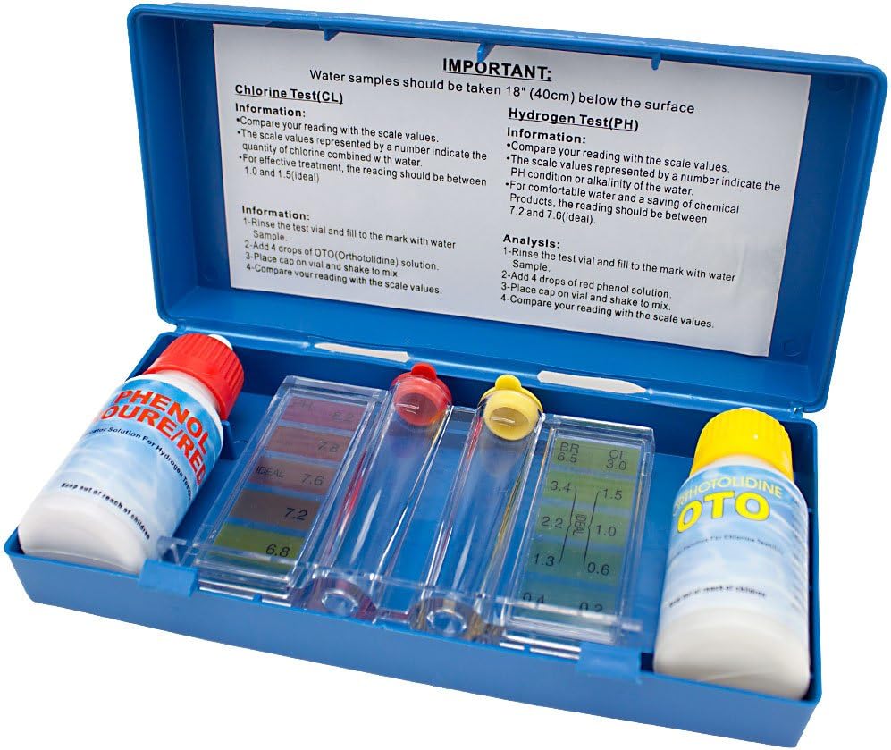 SplashTech 2-Way Pool Water Testing Kit (Chlorine & Ph) with Carry Case