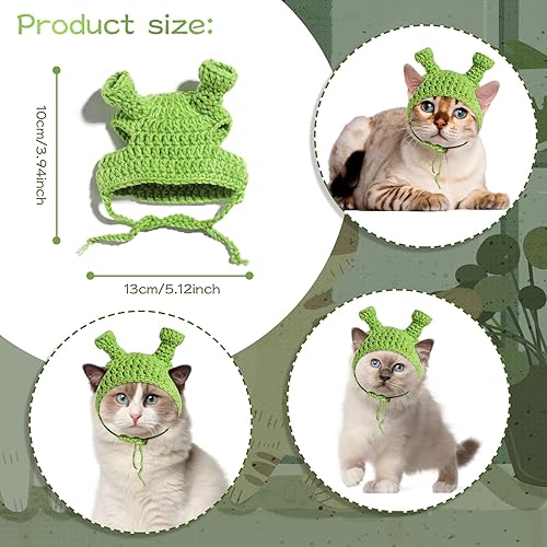 Miniatura 3 de NVTED Sombrero de gato, adorable disfraz de conejo, forma de rana, hecho a mano, de lana de punto, gorra de rinoceronte, sombrero de conejo con