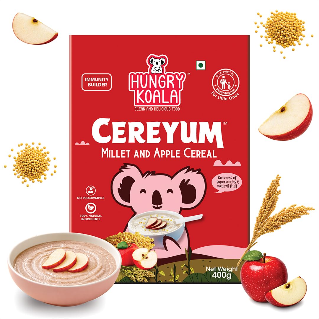 HUNGRY KOALA Millet & Apple Cereal Made With Natural Ingridients For Kids To Grow Healthy No Preservative Or Additives Or Maida 400 Grams Pack…-image-18