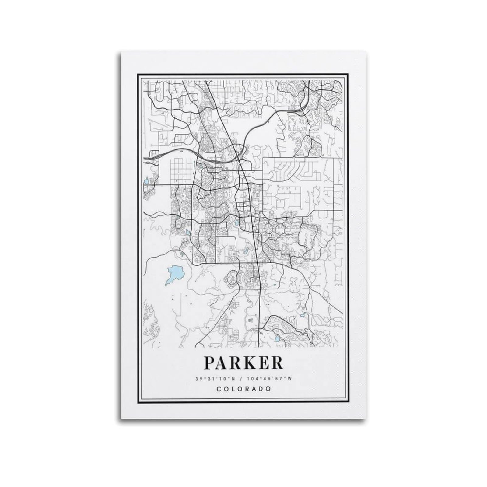 xiaoxiaoshen Parker Colorado Map Canvas Poster Wall Art Prints Room Aesthetic Murals Bedroom And Living Decorations 24x36inch(60x90cm)
