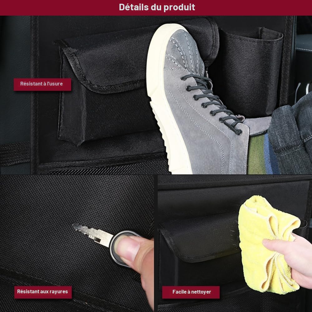 Lot De 2 Organisateurs De Siège De Voiture, Avec Support De Table À Manger Pliable, Livré Avec Barrière De Filet Pour Voiture De Chien, Pour Jouets, Collations Et Articles De Voyage Essentiels Etc