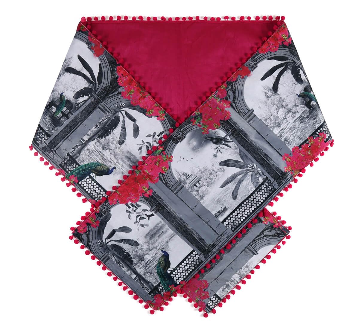 India Circus by Krsnaa Mehta Royal Hues Printed Micro Velvet 4 Seater Table and Bed Runner (56 x 14 inches) 1