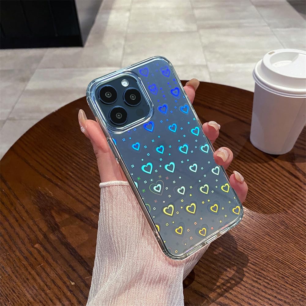 Amazon.co.jp: レーザー透明反射カラフルラブハートケース For iPhone