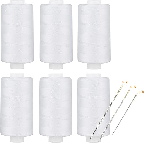 Miniatura 29 de Simthread - Hilo multiusos de poliéster 400 yardas cada uno (1 blanco y 1 negro)