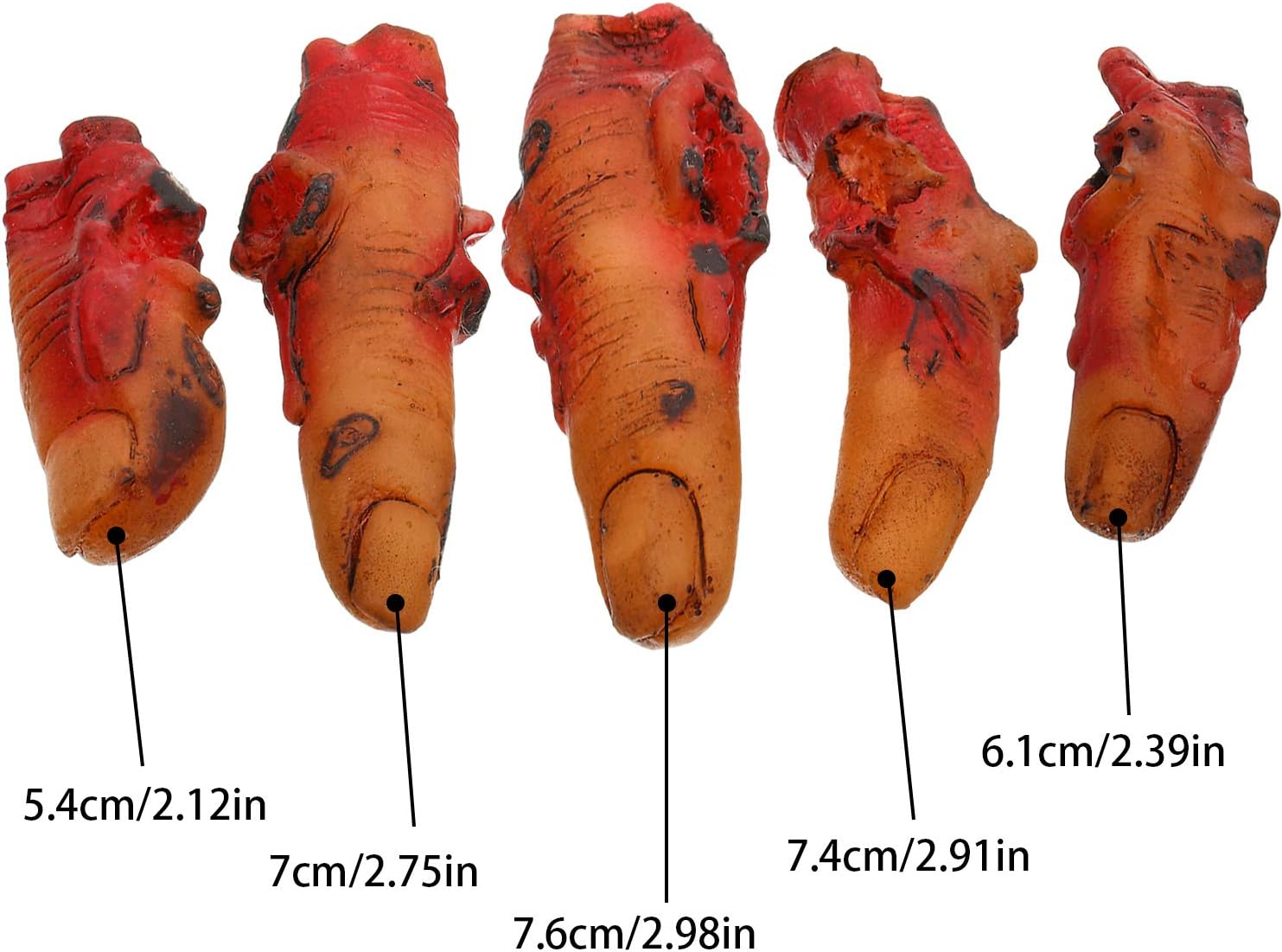 Sumind 10 Pieces Halloween Severed Bloody Fingers Props Realistic Fake Fingers Halloween Bloody Decorations Broken Horrible Prank for Party Decoration and Cosplay