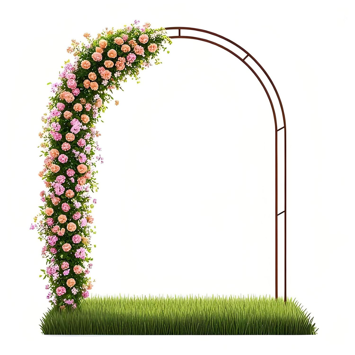 Arche de jardin en métal robuste bronze 1,4x2,4m pour plantes grimpantes