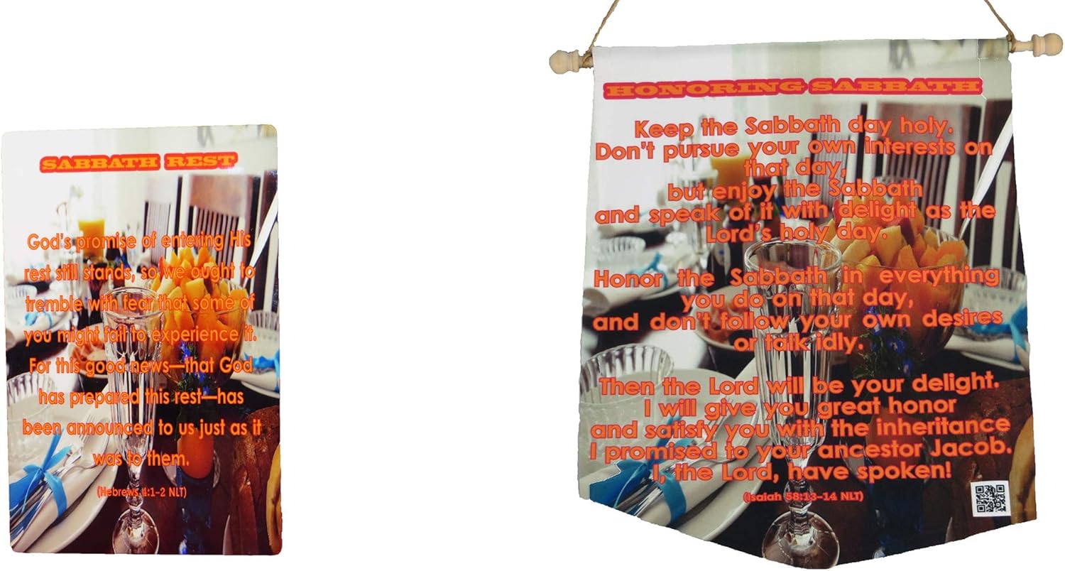 2 Piece Bundle OT Sabbath Wall Banner Plus Table Top Centerpiece"NT Sabbath Table Centerpiece"