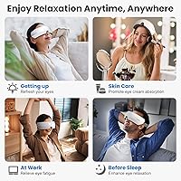 Vista 8 de TOLOCO Masajeador de ojos con calor, música Bluetooth, compresión, masajeador de ojos eléctrico ajustable, mejora el sueño, vacaciones, cumpleaños