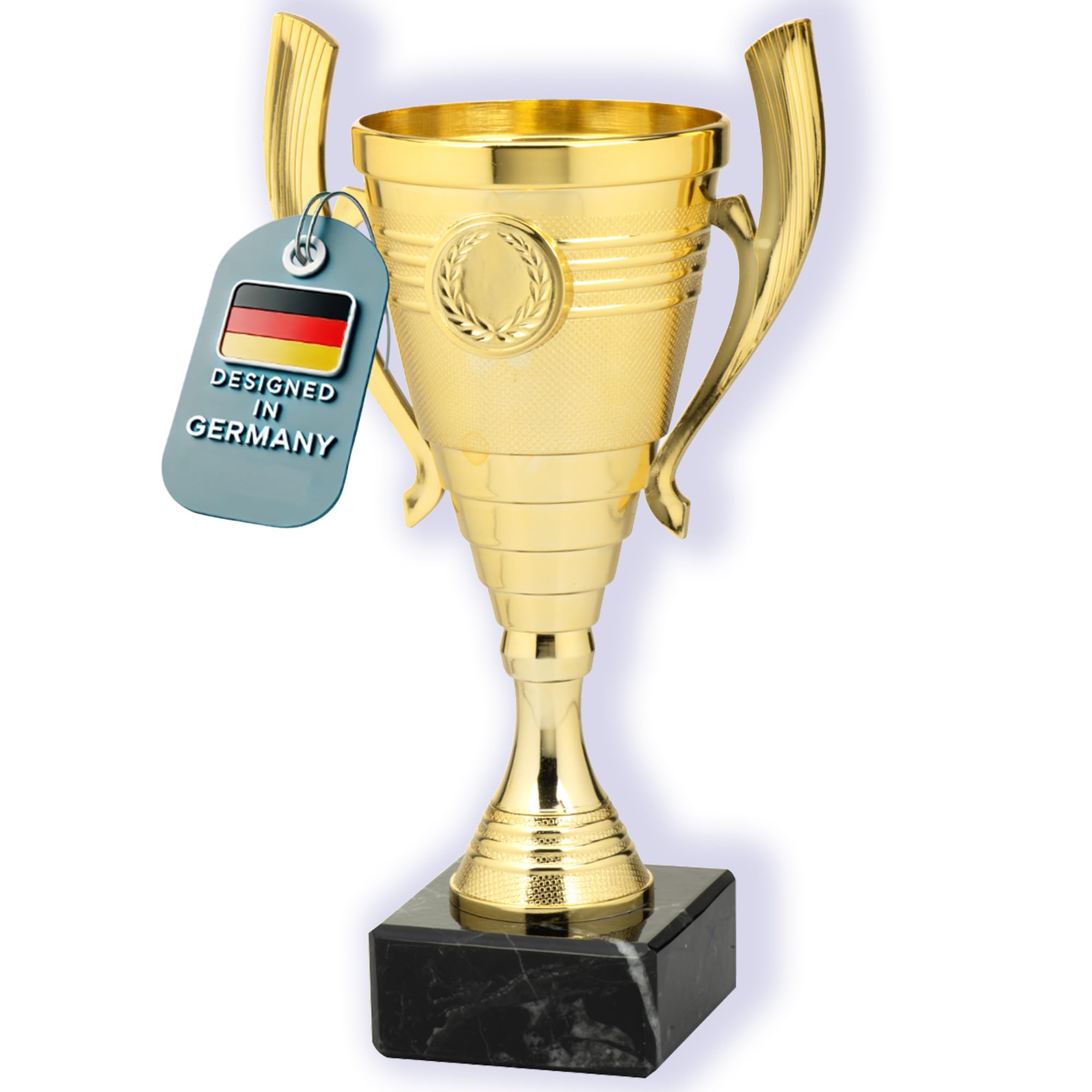 Larius Coupe (22 cm, 415 g) - Trophée élégant et universel avec socle en marbre - Personnalisable - Idéal pour le sport, l'école, les compétitions et les récompenses - B3
