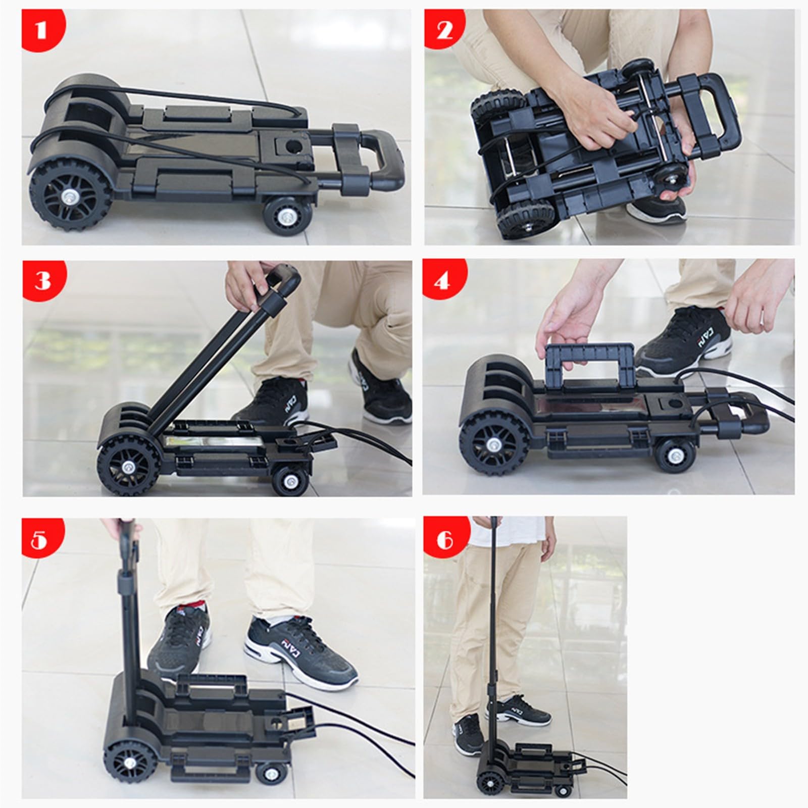 Carrelli manuali pieghevoli con 2 ruote, carrello resistente per il sollevamento di bagagli, viaggi personali, traslochi automobilistici e ufficio, capacità di carico di 65 kg A