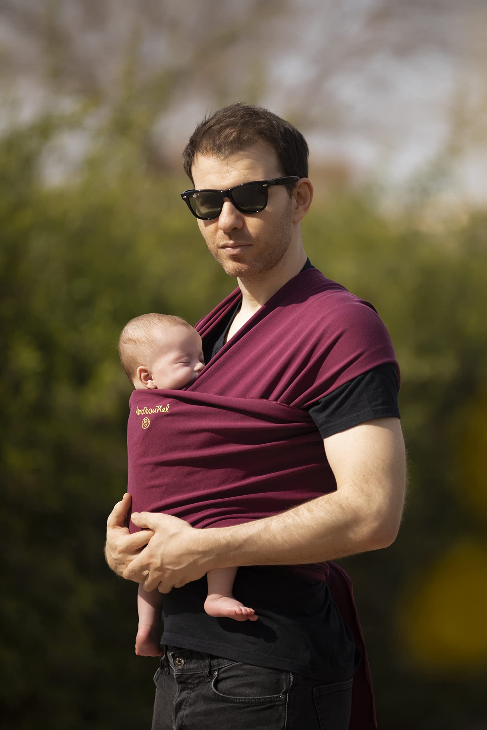 Amarsupiel|Elastisches, ergonomisches, sicheres und benutzerfreundliches Tragetuch | Babytrage für Neugeborene |Baby Sling |Spanische Herstellung |OEKOTEX |kastanienbraun|