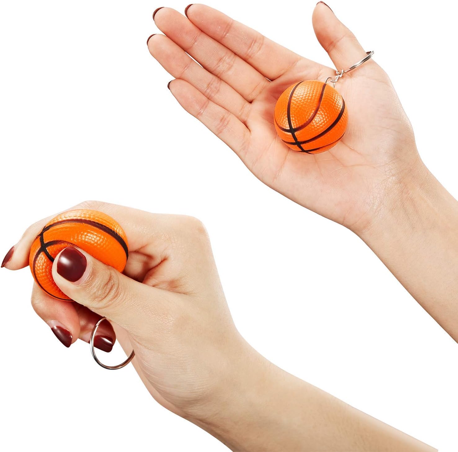 Blulu 20 Pack Basketball Keychains Bulk Basketball Party Favors Orange Keychain Gifts Sports Goodie Bag Fillers for Team Gifts Reward Birthday Party Supplies