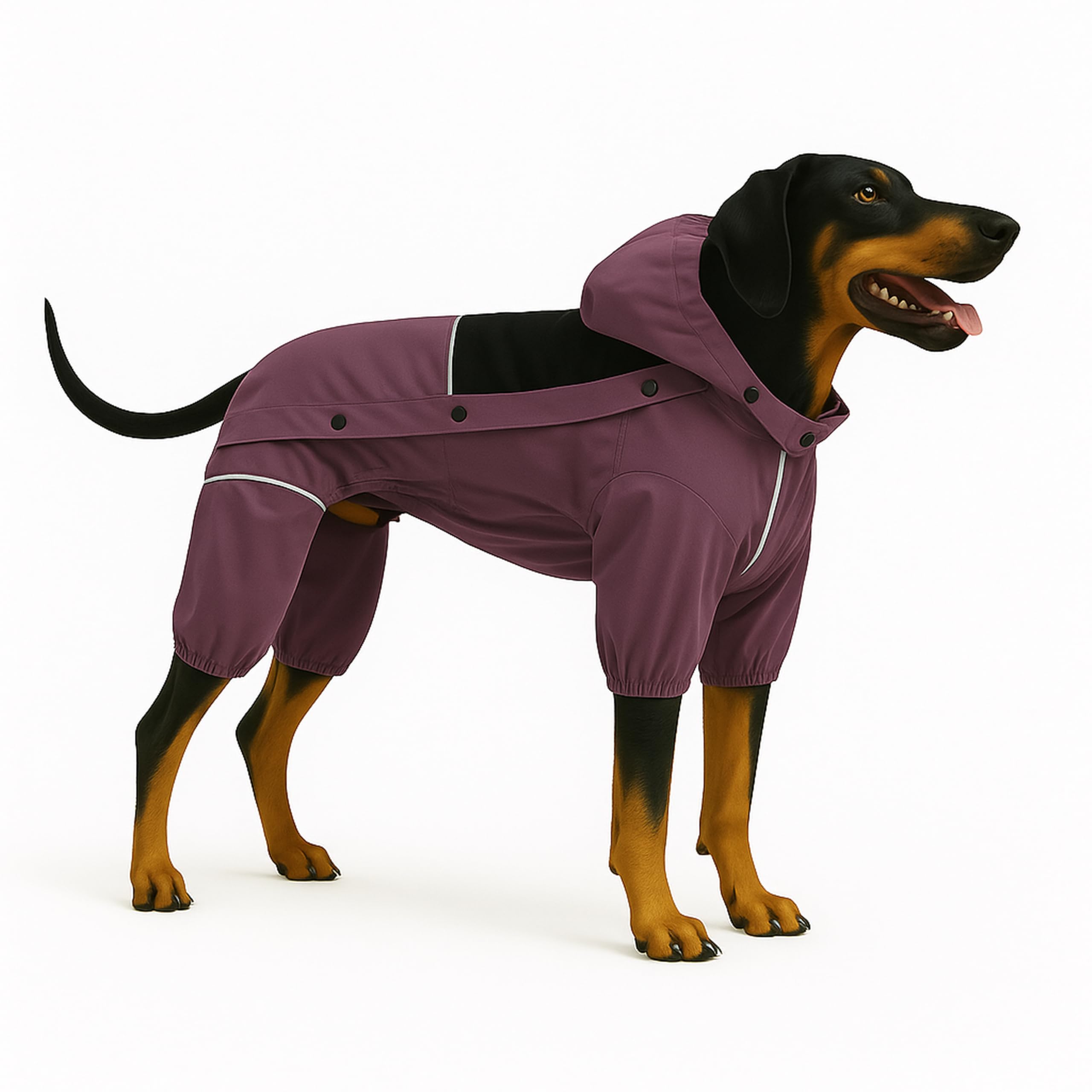 LOVELONGLONG Waterproof Dog Raincoat with Removable Hood, Outdoor Full Body Dog Jacket, Windproof Snowproof Shell Suit