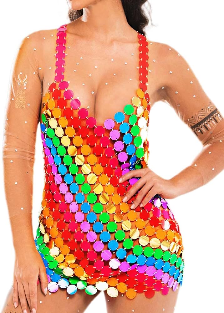 colorful club dresses Amazon.com: Yiiciovy Womens Glitter Sequin Dress Spaghetti Strap Mini Cocktail LayeredParty Club Dress Chic Sparkly Tango Dance Dress (A Colorful B, M) : Clothing, Shoes & Jewelry