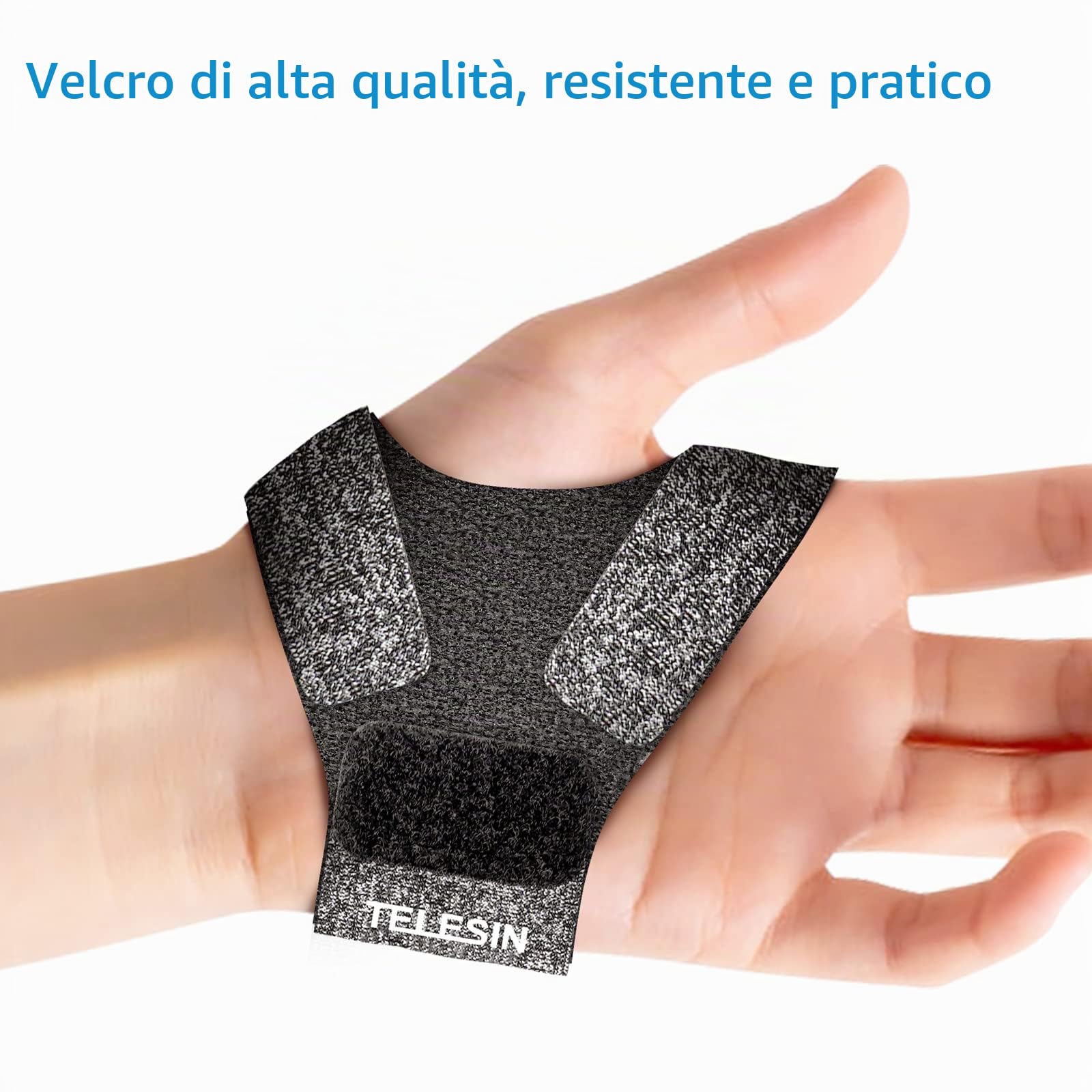 TELESIN Aggiornamento Supporto per cinturino da polso Rotante 360° Fascia per Mano compatibile con GoPro Hero 13, 12, 11,10, 9, 8, 7, 6, 5, DJI Action 6 5 Pro 4/3, Ace Pro 2 Ace Pro X5 X4, X3,ONE X2
