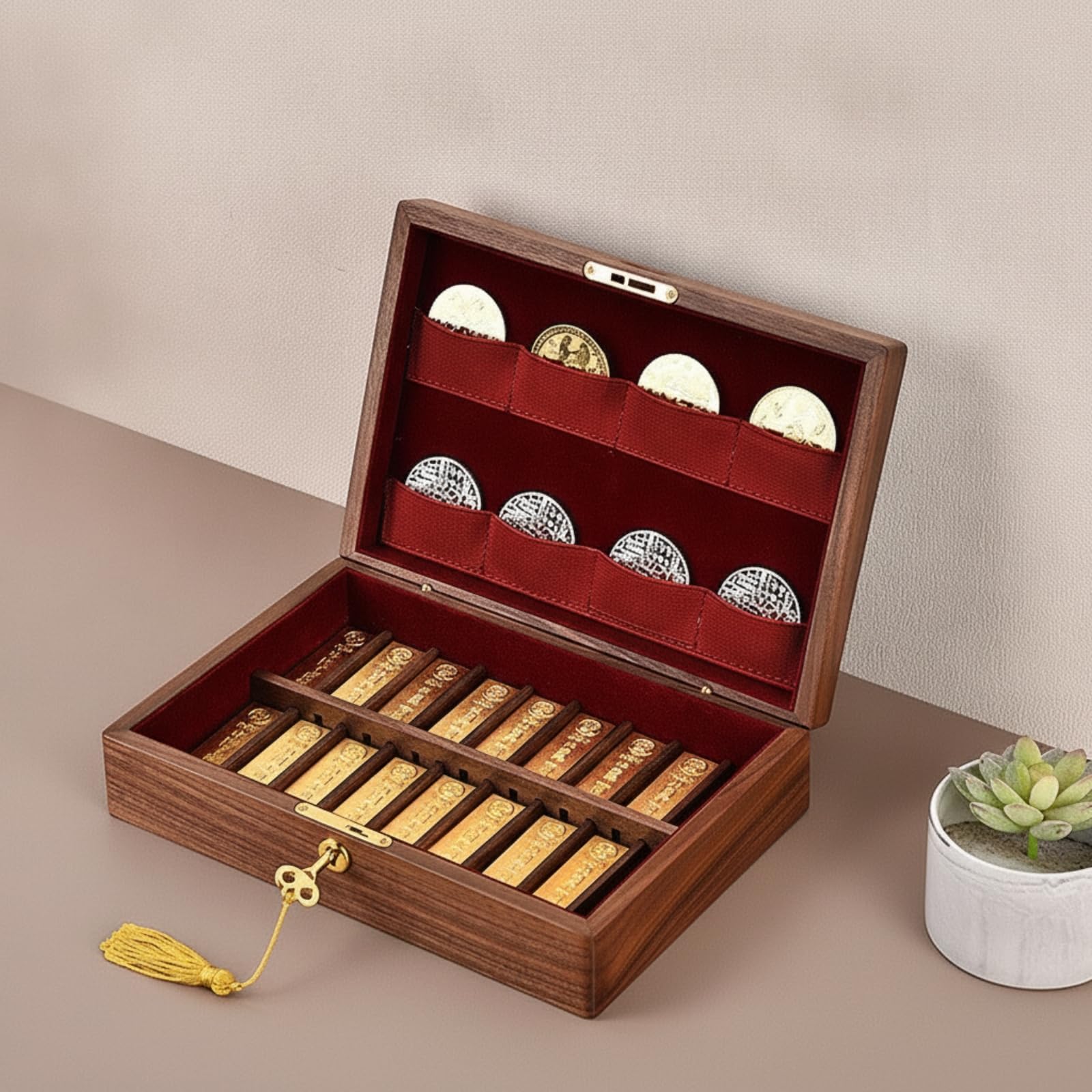 MERIGLARE Caja con Bisagras Pequeña | Forma Rectangular Compacta, Caja Exhibición, Organizadora, para Regalo, Estilo C