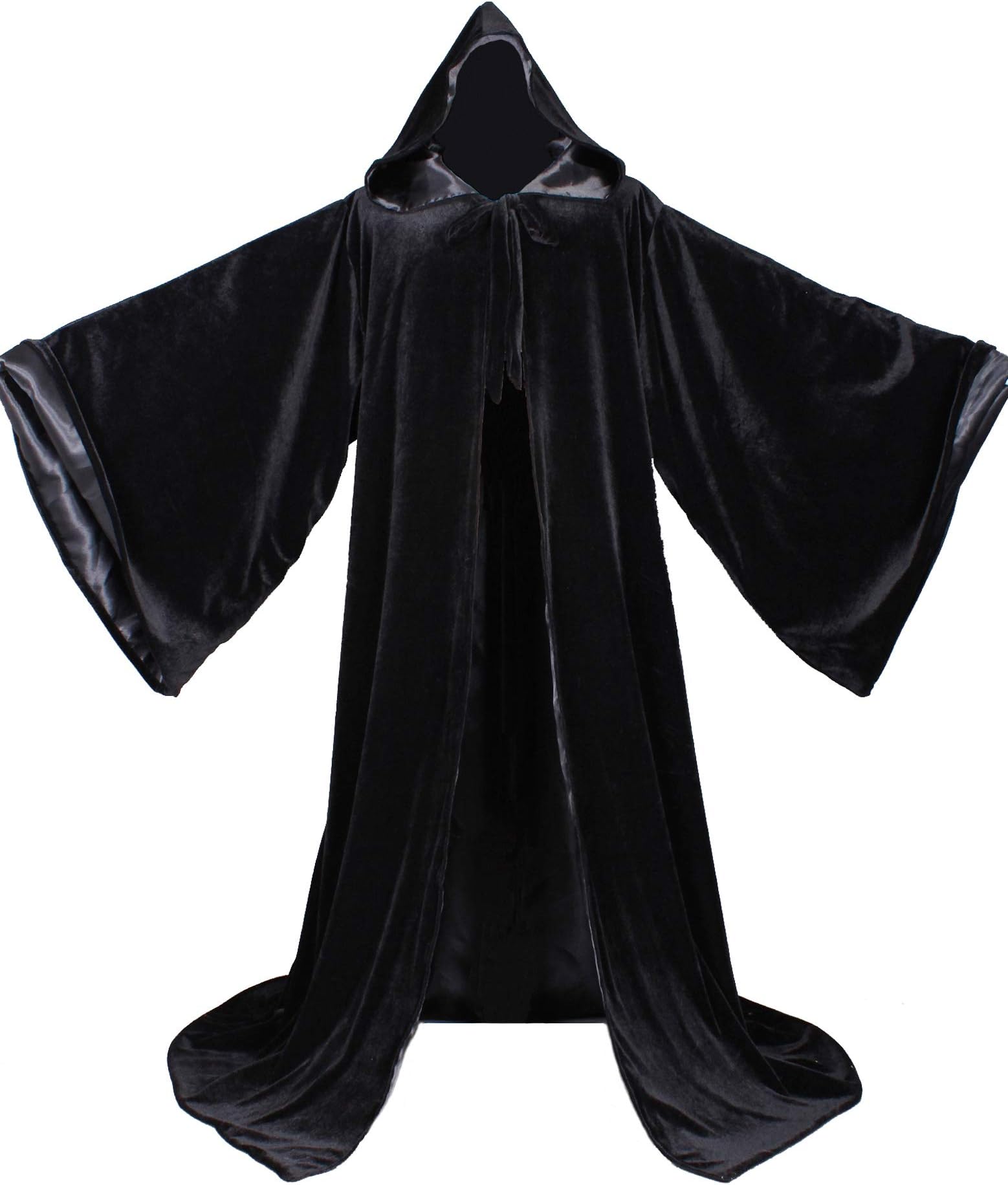 LuckyMjmy Velvet Wizard Robe with Satin Lined Hood and Sleeves