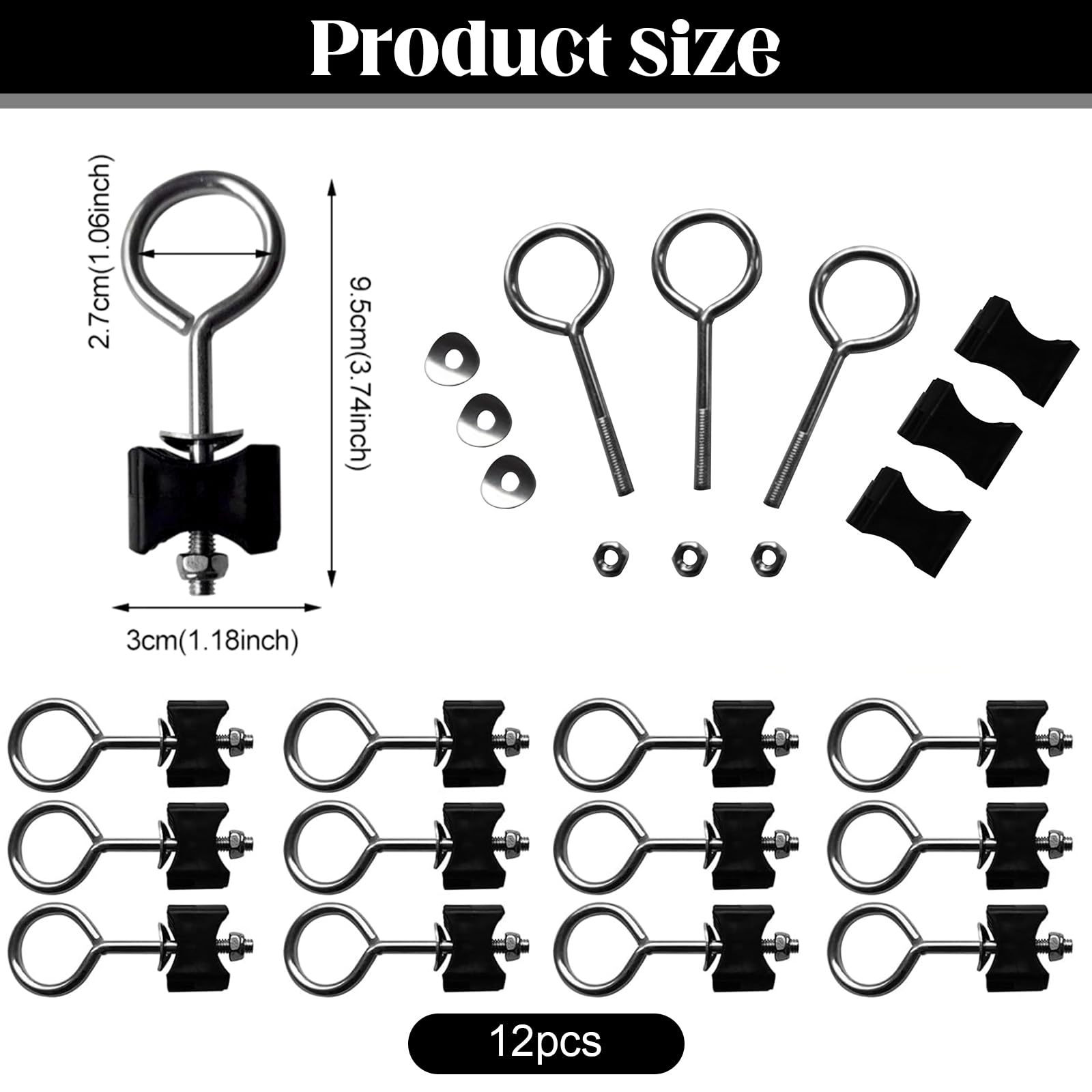 Srup Trampoline Screws Set, 12 Pcs Galvanized Steel TRAMPOLINE Accessories, Secure Trampoline Attachment for Large and Small Trampolines - Image 2