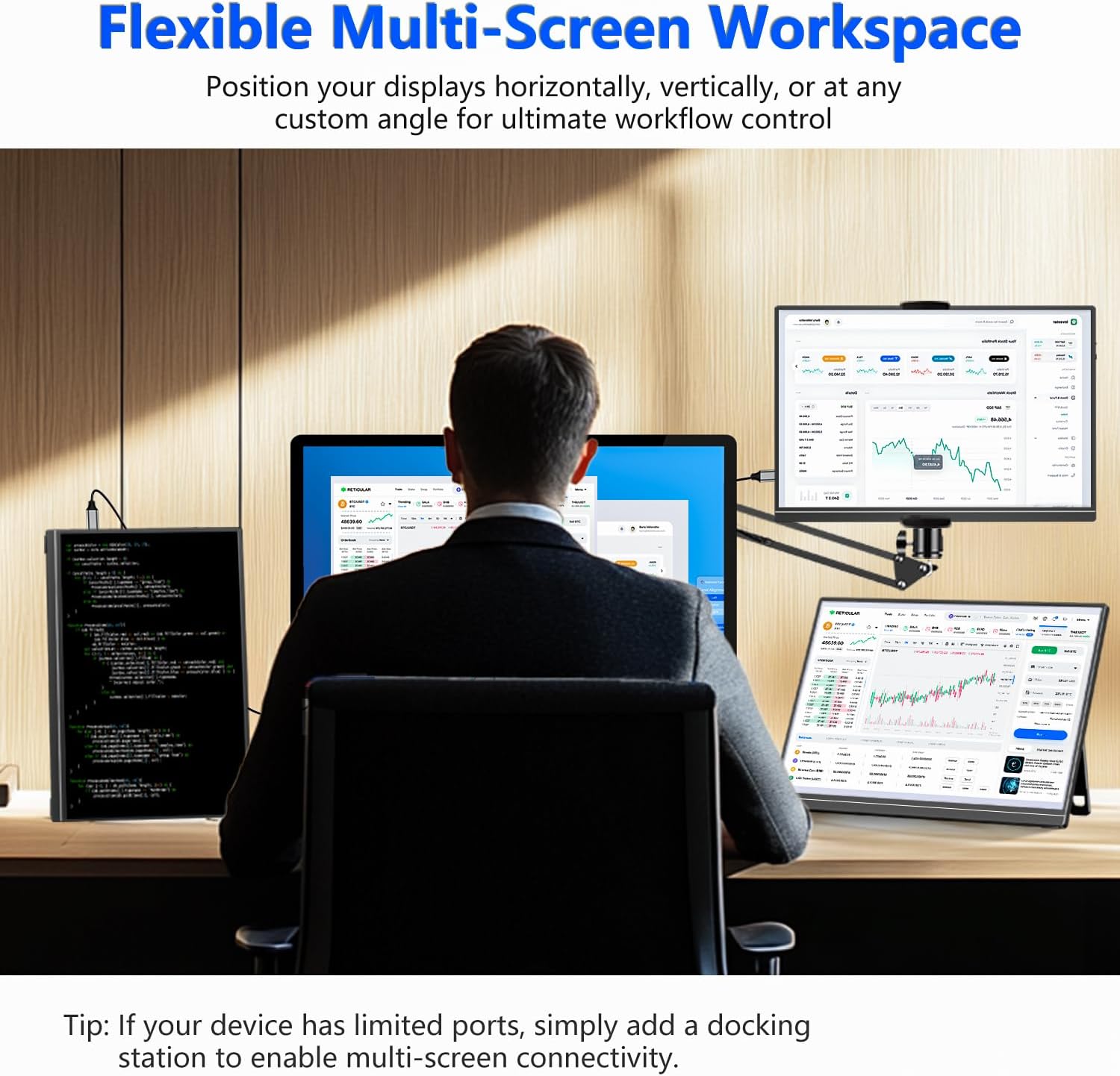 16" Portable Monitor, 1920 * 1200P IPS Laptop Monitor with USB-C, Freesync HDMI Gaming Monitor Featuring a Kickstand, Available in Four Colors, 0.3" Ultra-Slim for Travel and Office Use - Image 2