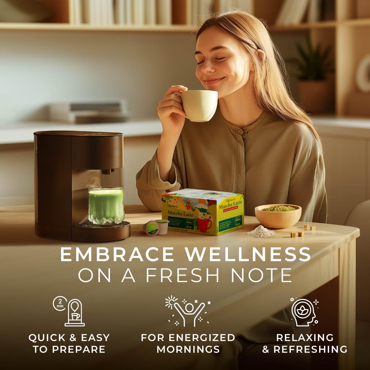 Gya Tea Co Matcha Latte Green Tea Gift Set 16 ct - High Caffeine Energy Tea Pod for — view 4