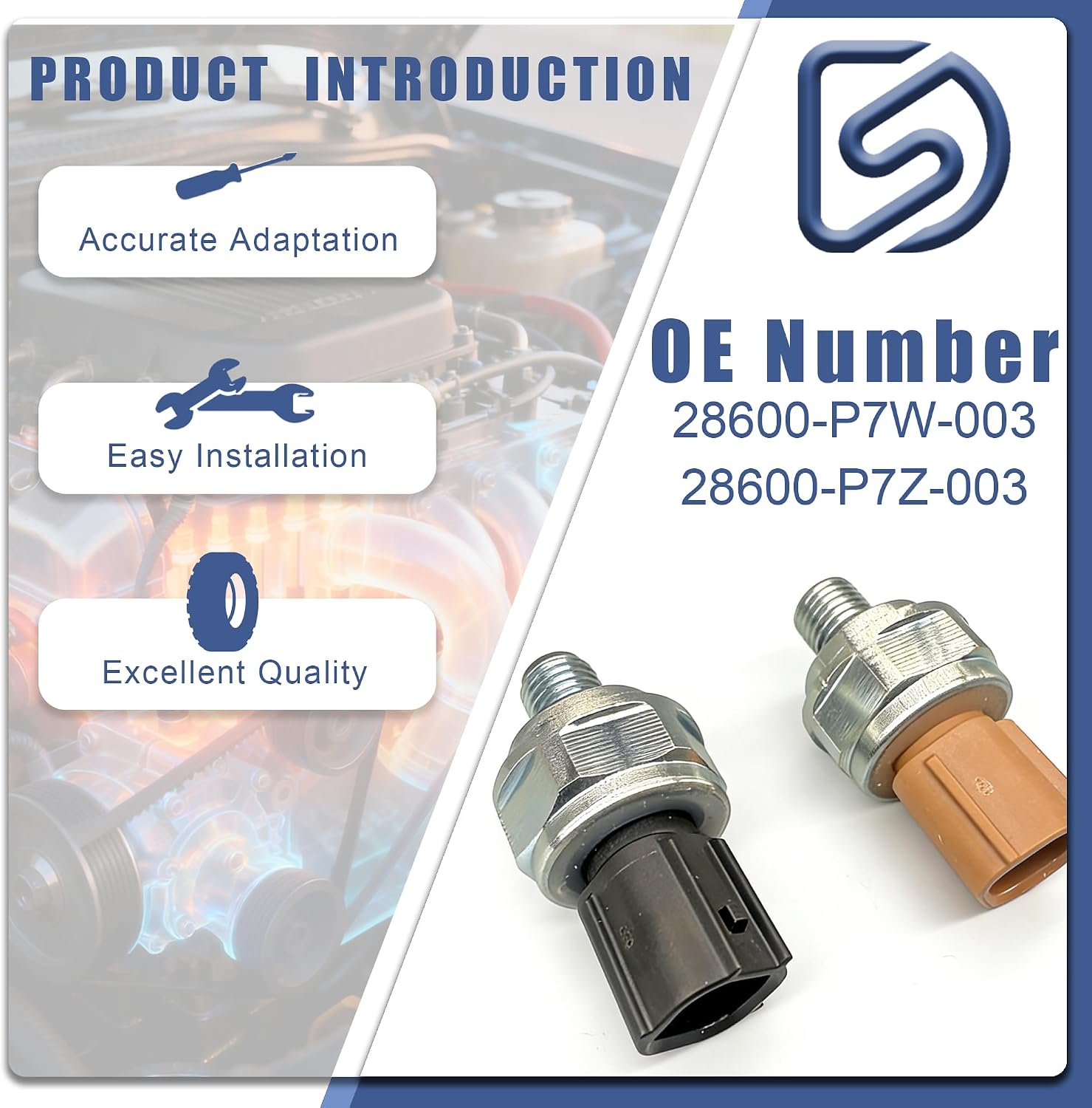 2Pcs Engine/Transmission Oil Pressure Sensor Switch 2ND-3RD 28600-P7W-003/28600-P7Z-003 Compatible with Honda Accord Odyssey Pilot/Acura TL CL MDX RSX TSX,Replaces 28600-RAY-003/28610-RAY-003