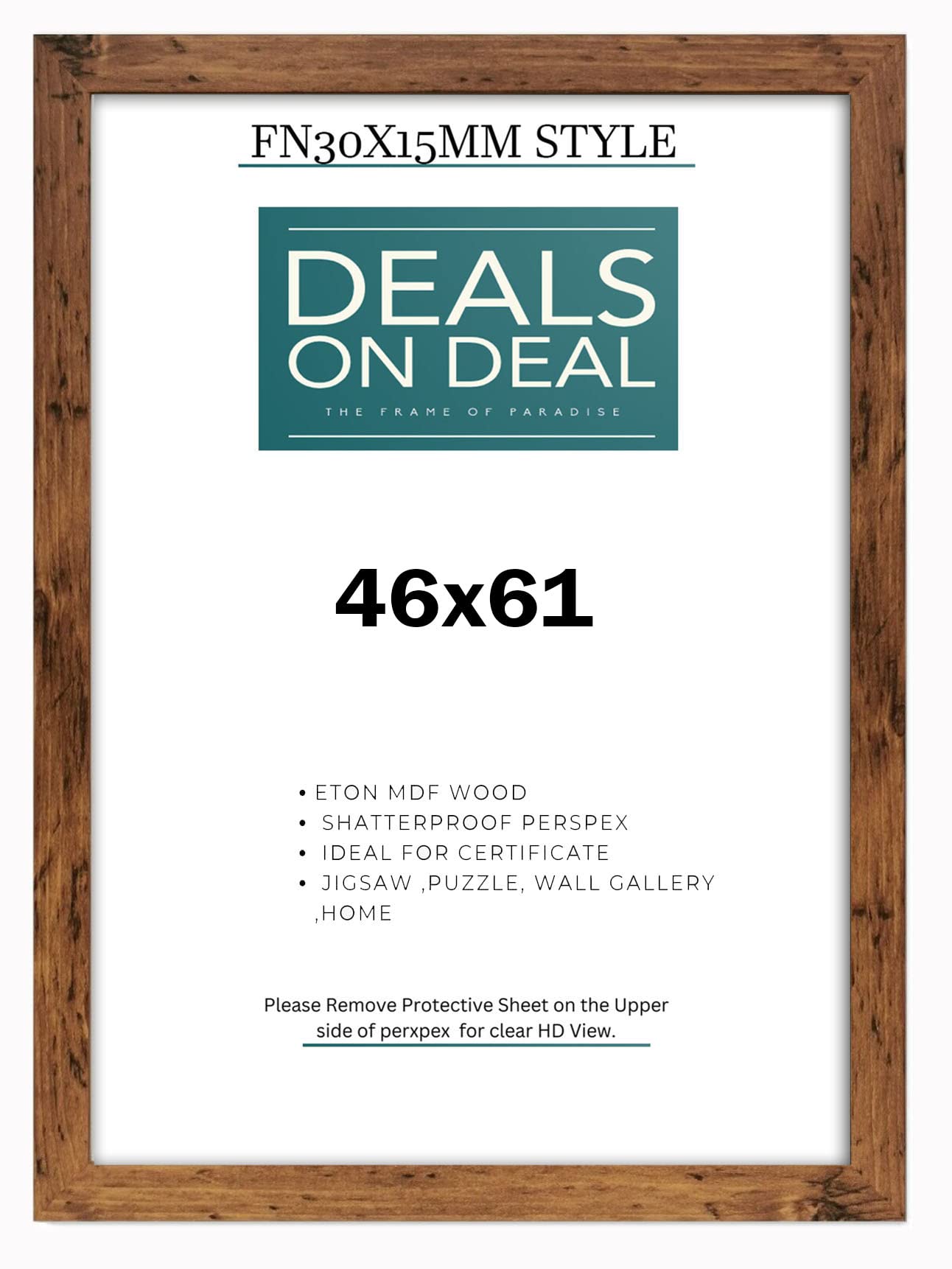 DEALS ON DEAL 46x61cm Picture Frame Solid MDF Wooden Jigsaw Puzzle Poster Frame, High-end Modern Style, Made High Definition Acrylic Front for Wall and Tabletop Photo Display [RUSTIC 46x61]