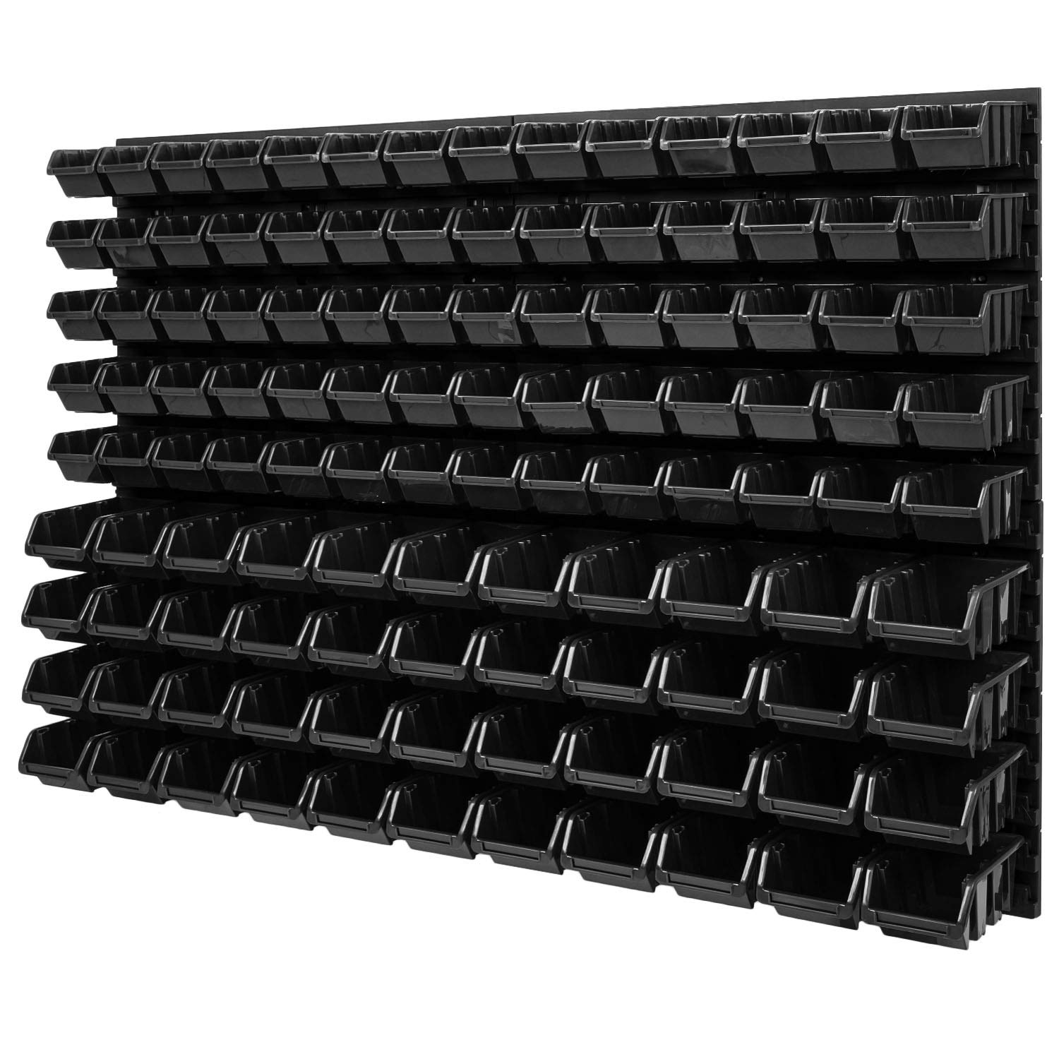 PAFEN Wandregal Stapelboxen - 1152 x 780 mm - 114 TLG. Boxen Lagersystem Werkzeuglochwand Schüttenregal (Schwarz)