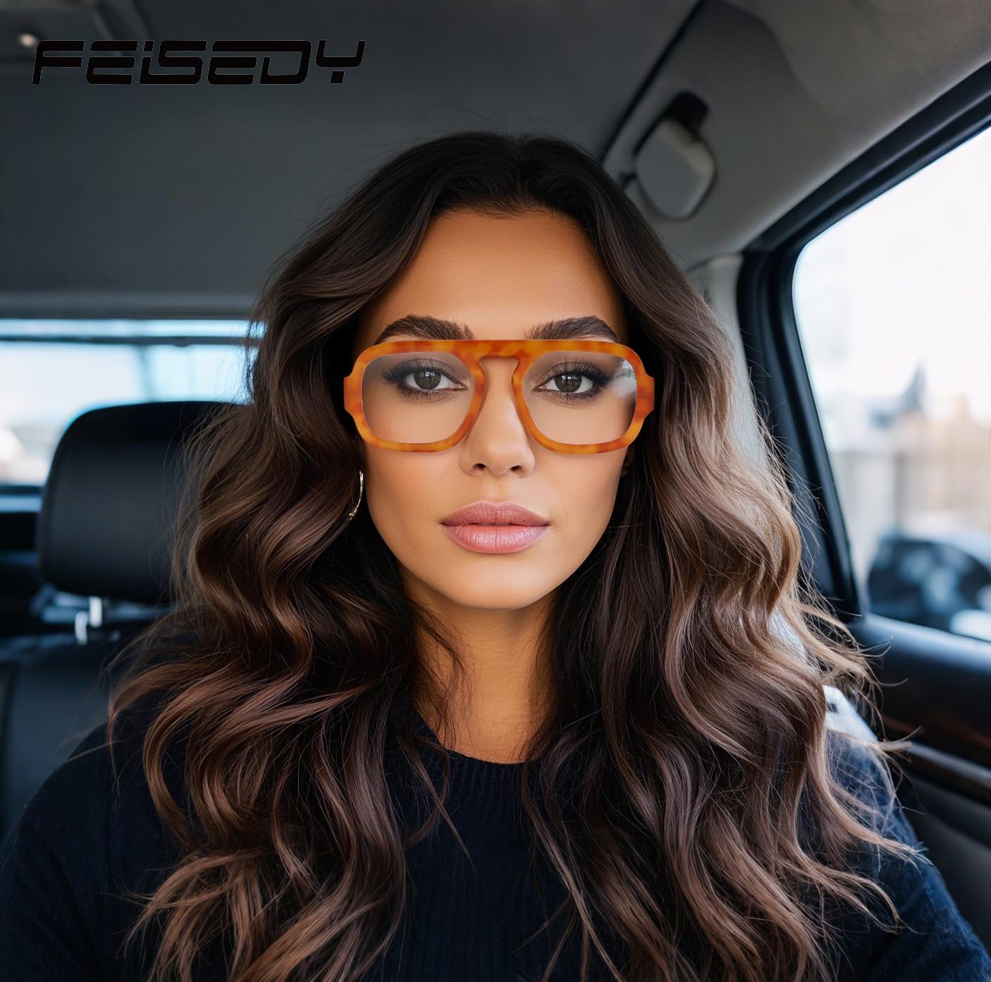 FEISEDY Fashion Blue Light Blocking Glasses for Woman Men Trendy Vintage Square Frame Stylish Fake Eyeglasses B0285 - Image 3