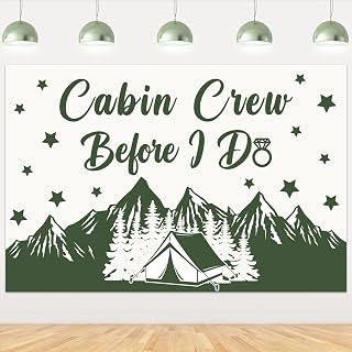 Camping Bachelorette Party Decoration 5 * 3 ft Cabin Crew Before i Do Bachelorette Backdrop Mountain Lake Hiking Bachelorette Supplies for Bridal Shower Wedding Engagement Party Decoration