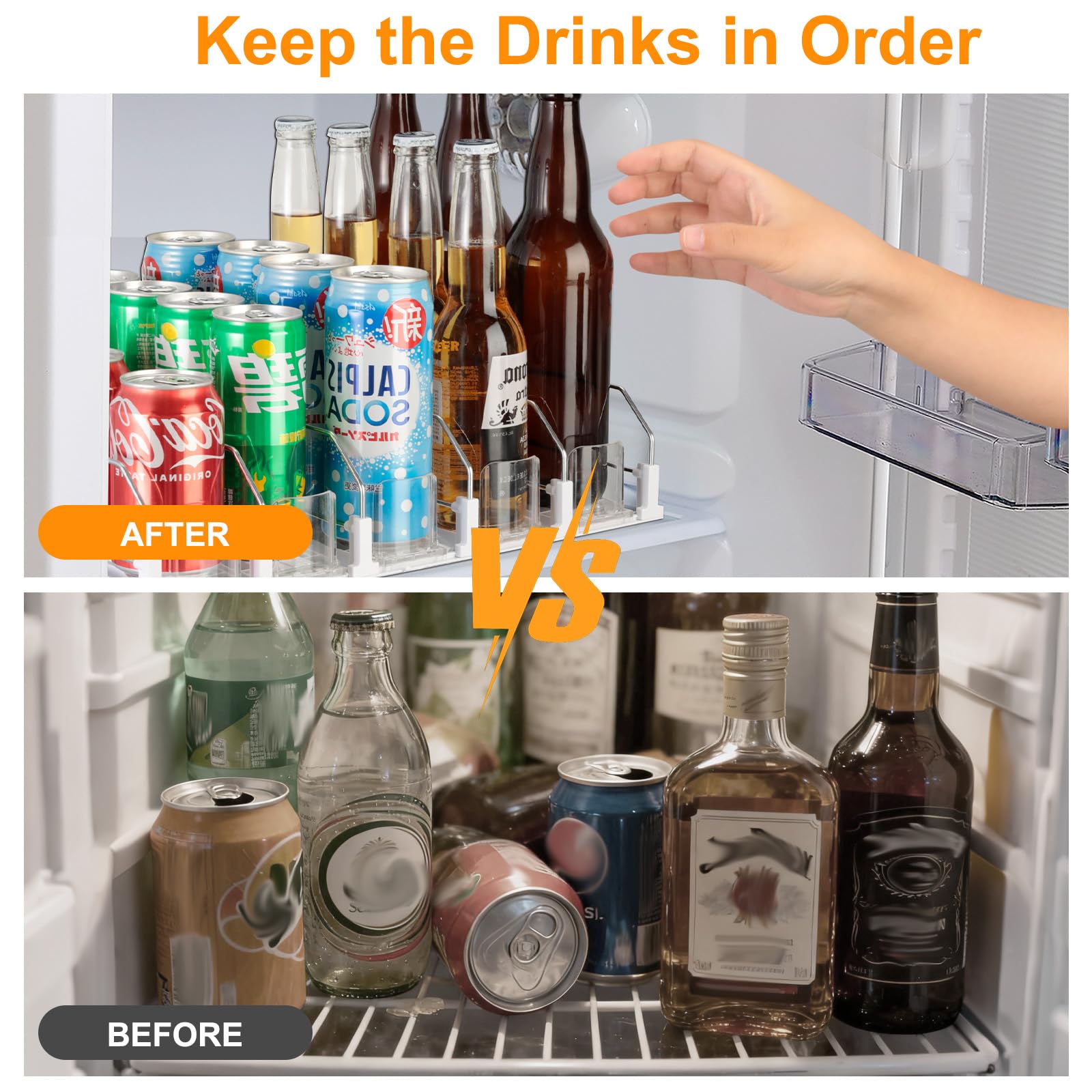 VINATO Organizador Nevera Dispensador de Latas para Frigorifico Organizador Latas Nevera Dispensador Cerveza 5 Filas Automático Ajustable