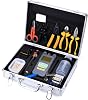 FTTH Fiber Optic Assembly Cables Termination Tool Kits 23 in 1 Cold Connection Tool with the FC-6S Fiber Cleaver 10KM Visual Fault Locator Fiber Optic Fiber Stripping Tool Equipment
