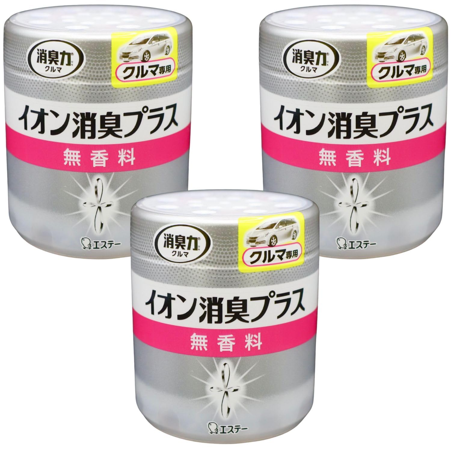 消臭力 クルマ イオン消臭プラス [まとめ買い] 消臭ビーズ 車用 置き型 無香料 本体 90g×3個 クリアビーズ 車 消臭剤 消臭 芳香剤